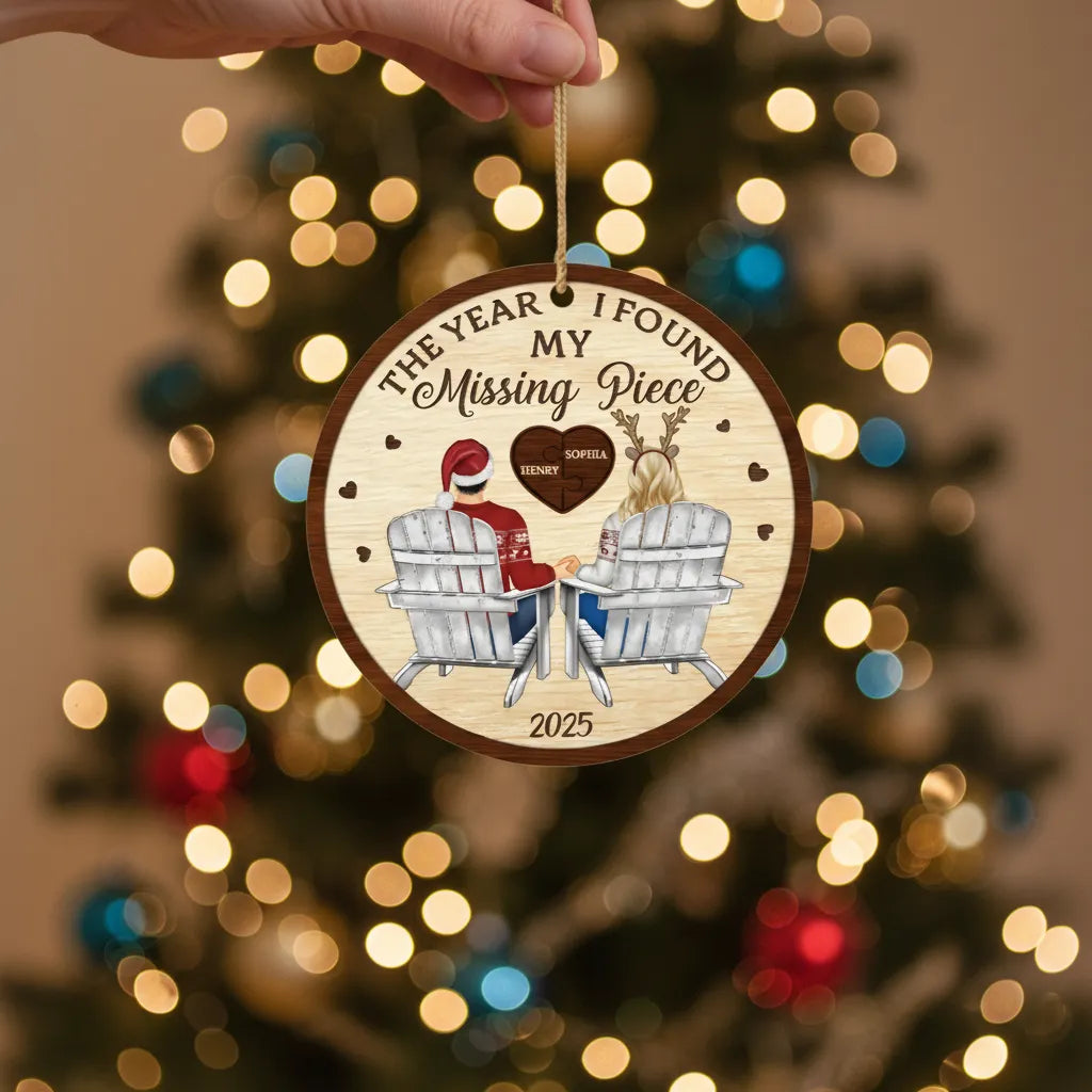 Custom Double Layer Wooden Ornament - Personalized Anniversary Christmas Wedding Gifts For Husband And Wife, Him And Her - My Missing Piece