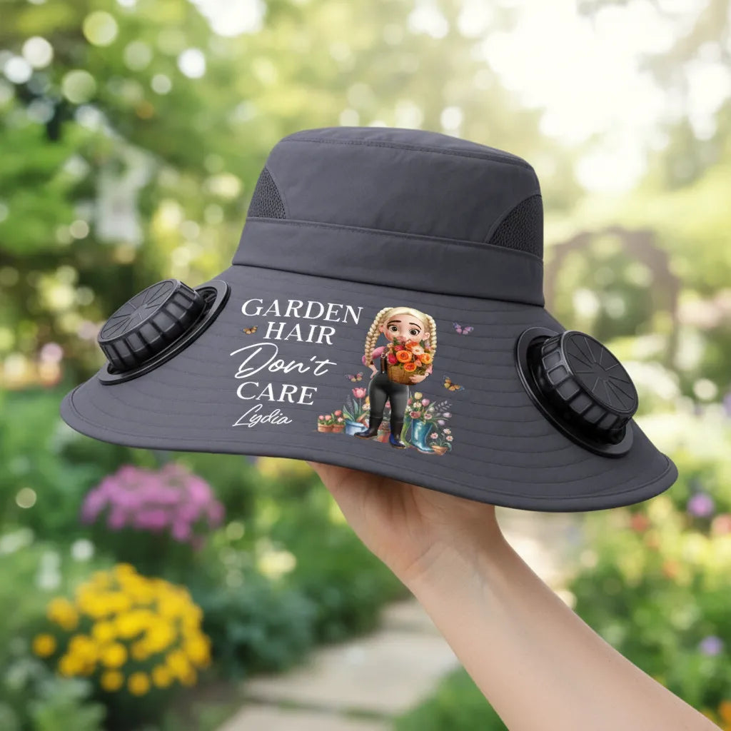 Custom Hat With Fans Solar Power - Personalized Garden Gifts For Gardeners - Garden Queen Vibes