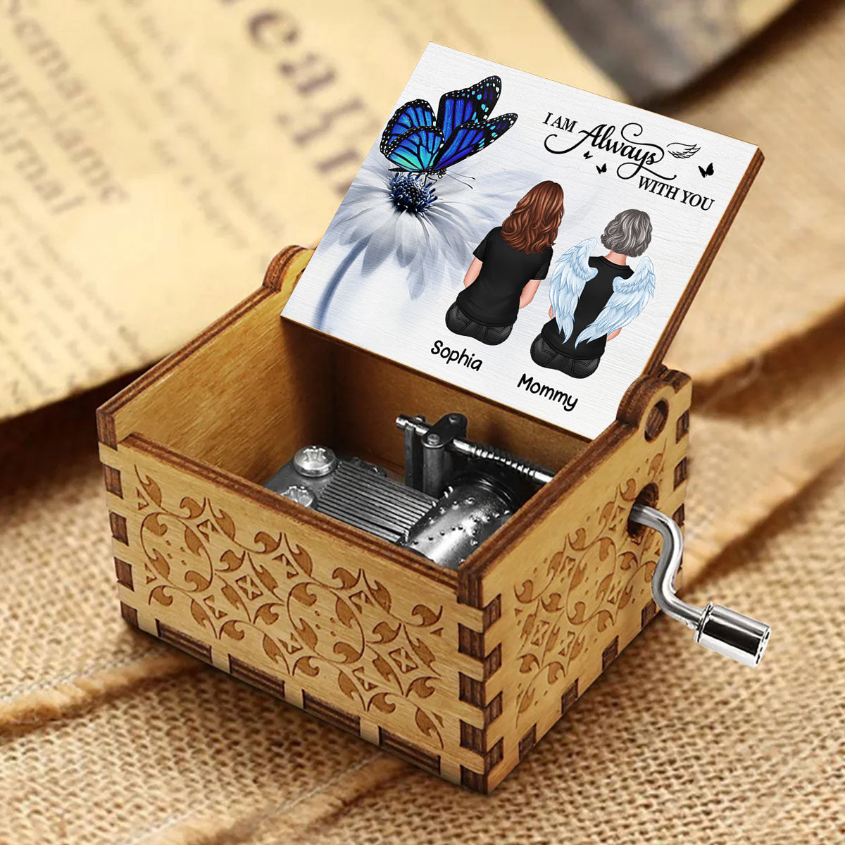 Butterfly I Am Always With You Memorial Personalized Music Box