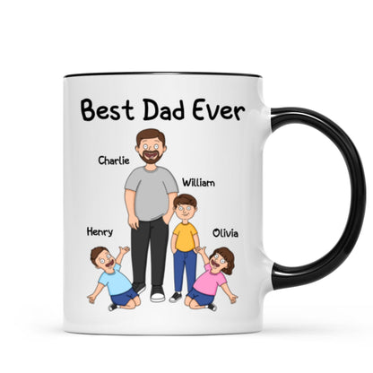 Funny Family Style Dad And Kids Best Dad Ever Personalized Mug