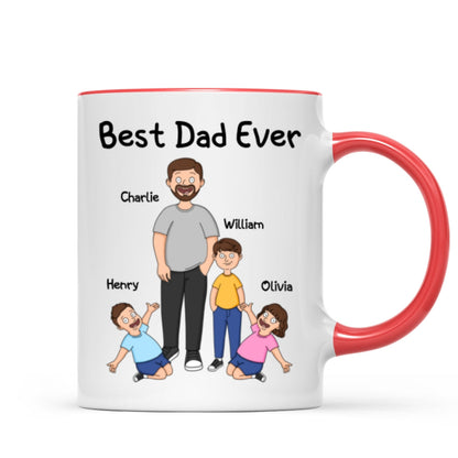 Funny Family Style Dad And Kids Best Dad Ever Personalized Mug