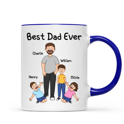Funny Family Style Dad And Kids Best Dad Ever Personalized Mug