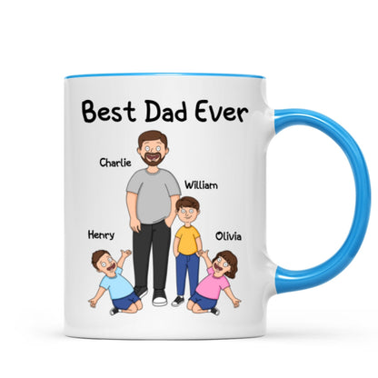 Funny Family Style Dad And Kids Best Dad Ever Personalized Mug