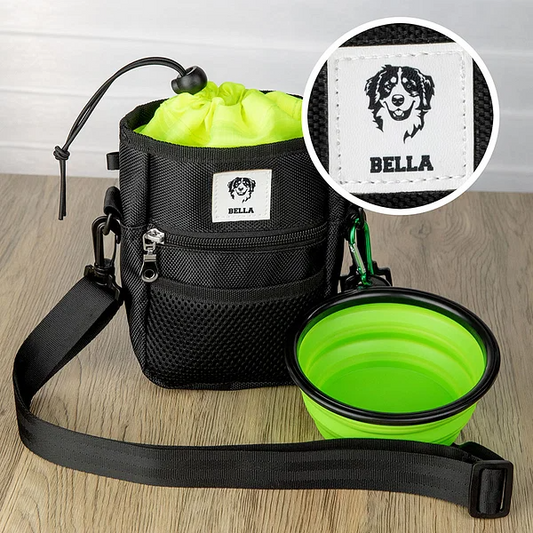 Personalised Dog Portrait Waterproof Training Bag with Water Bowl and Biodegradable Garbage Bag Birthday Training Accessory Gift for Dog Owner