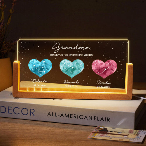 Birthstone Constellations Personalized U-Base Acrylic LED Night Light, Mother's Day Gift, Grandparents Day Gift, Gift for Her, Mom Gift, For Grandma