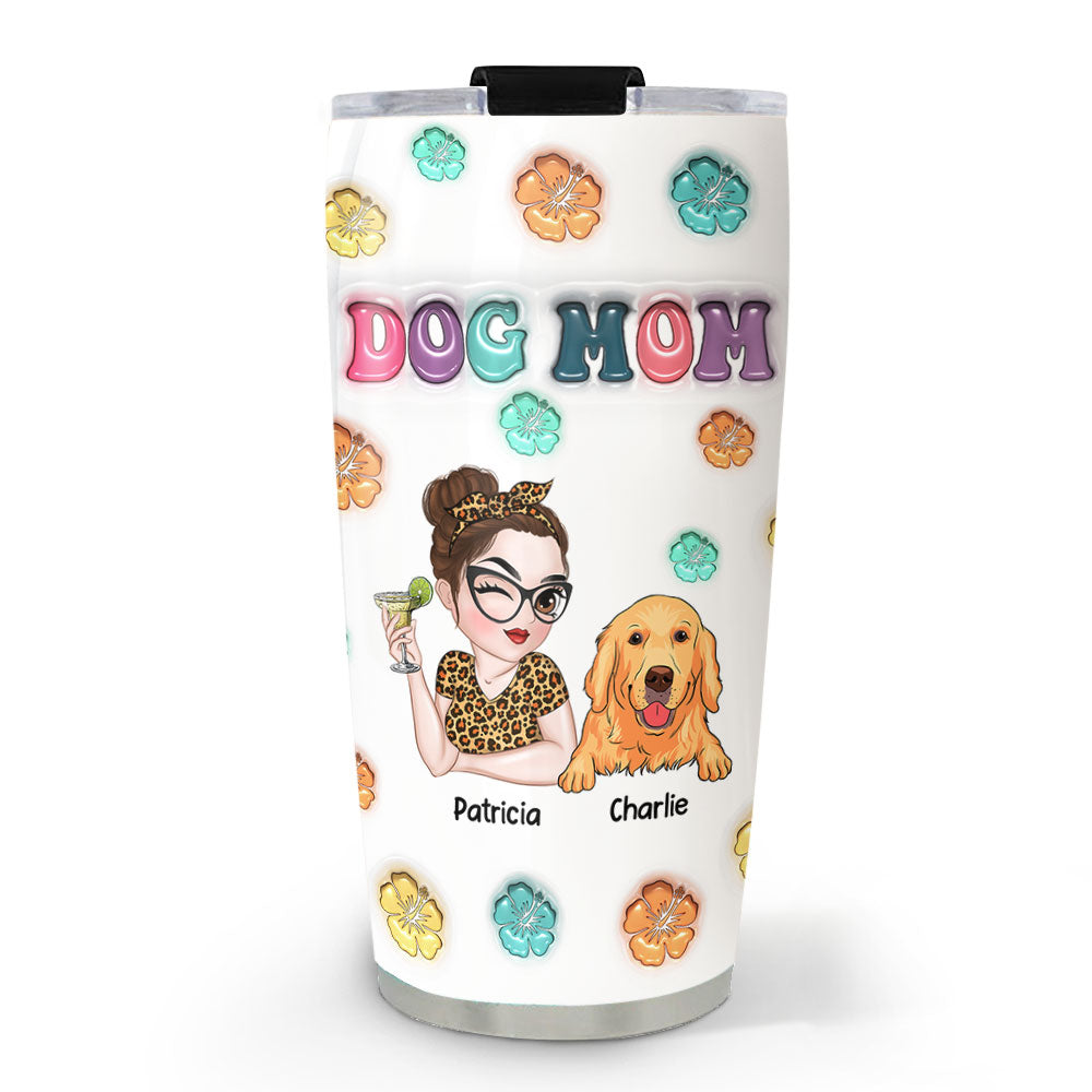 Dog Mom Summer - Personalized Custom 3D Inflated Effect Tumbler