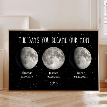 The Days You Became Our Mom Grandma Moon Phase Art Personalized Poster Home Decor