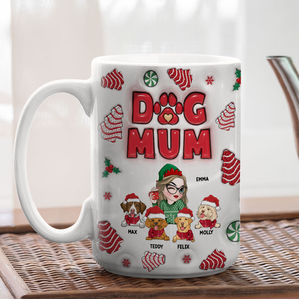 Dog Mom Christmas Cake - Personalized Custom 3D Inflated Effect Mug