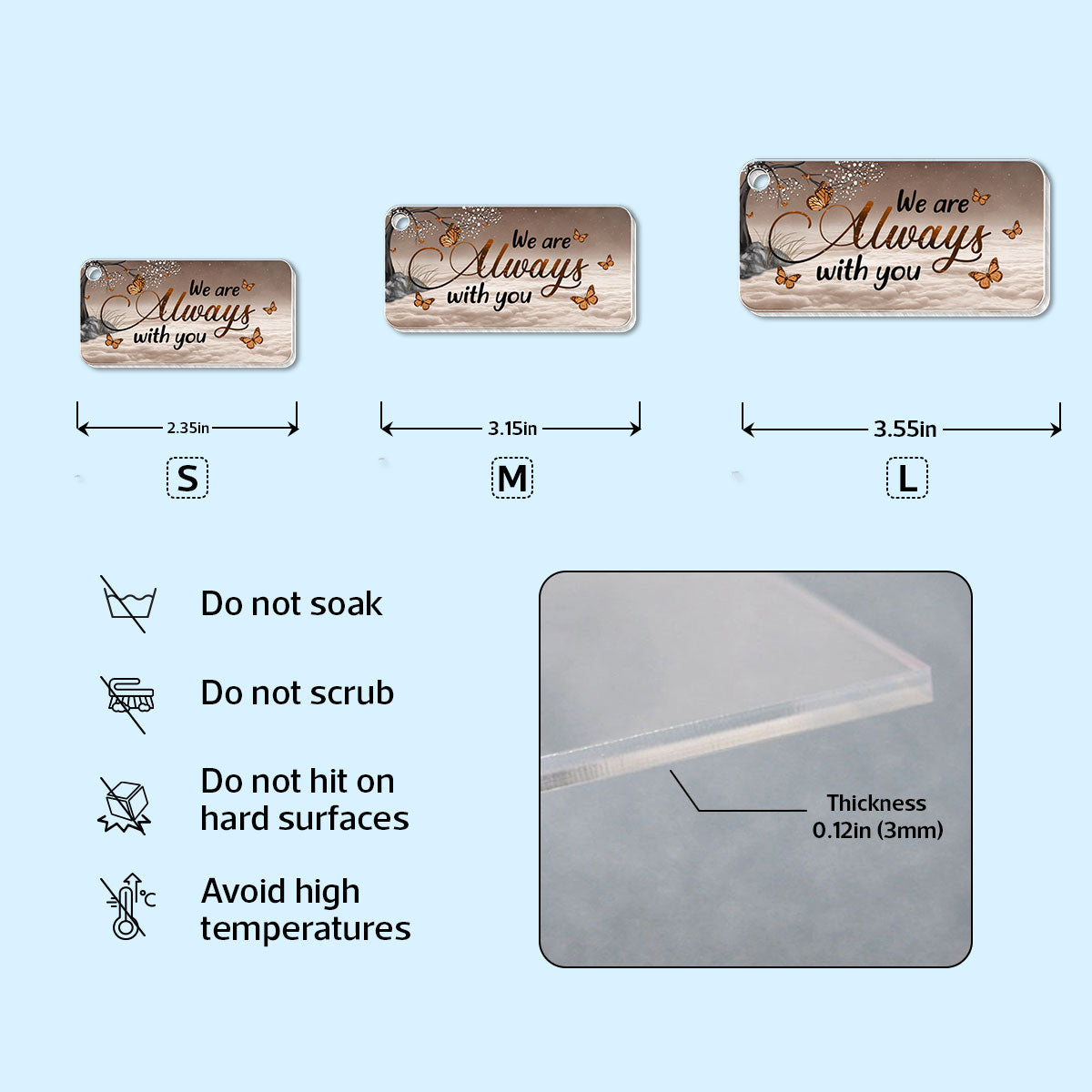 Always With You Sky Family Members, Memorial Personalized Acrylic Keychain, Sympathy Gift