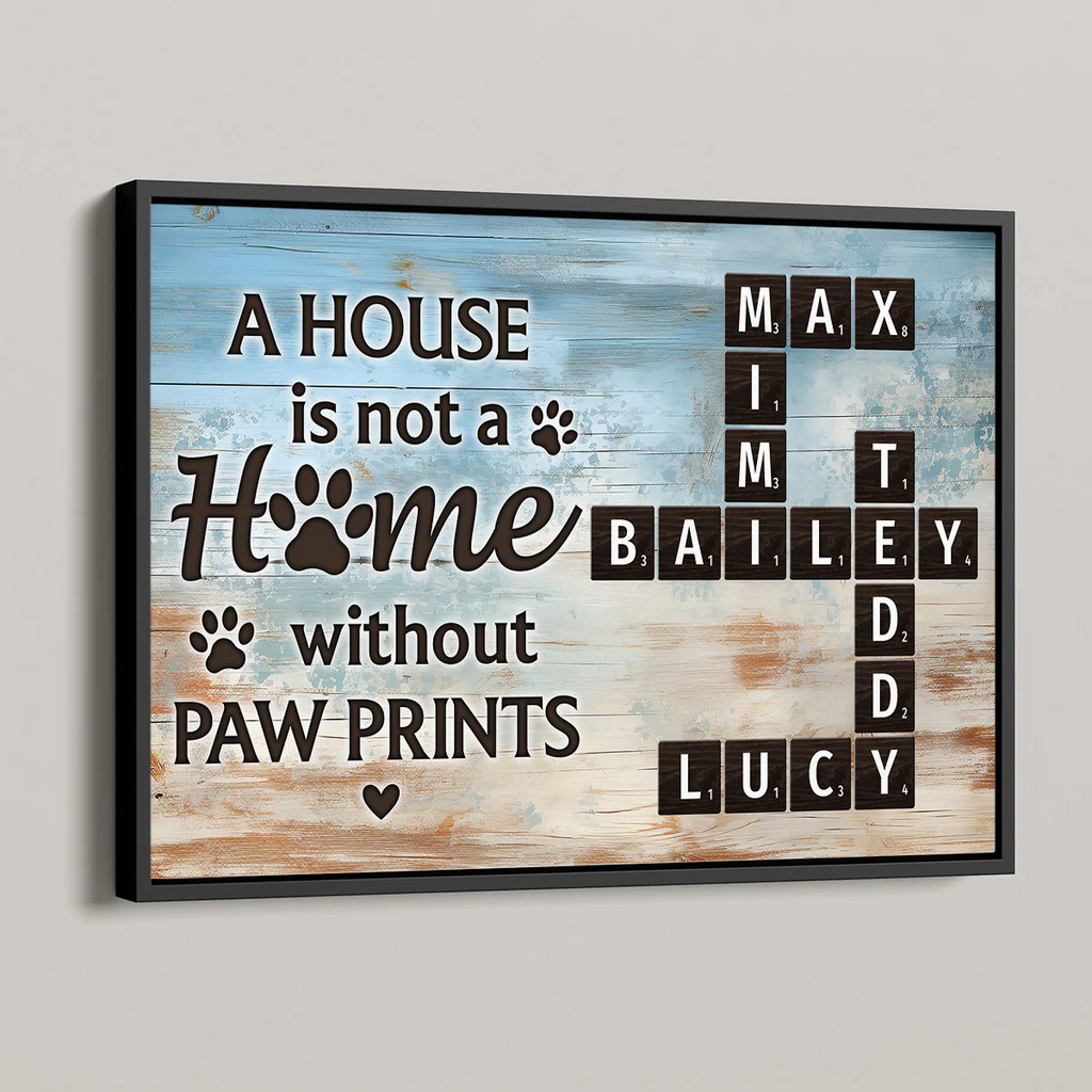 Home With Paw Prints Pet Crossword Puzzle Art - Personalized Poster