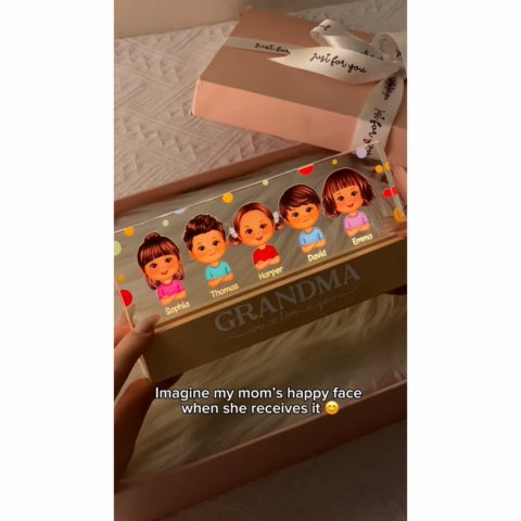 Polka Dot Grandma Mom We Love You Personalized LED Night Light