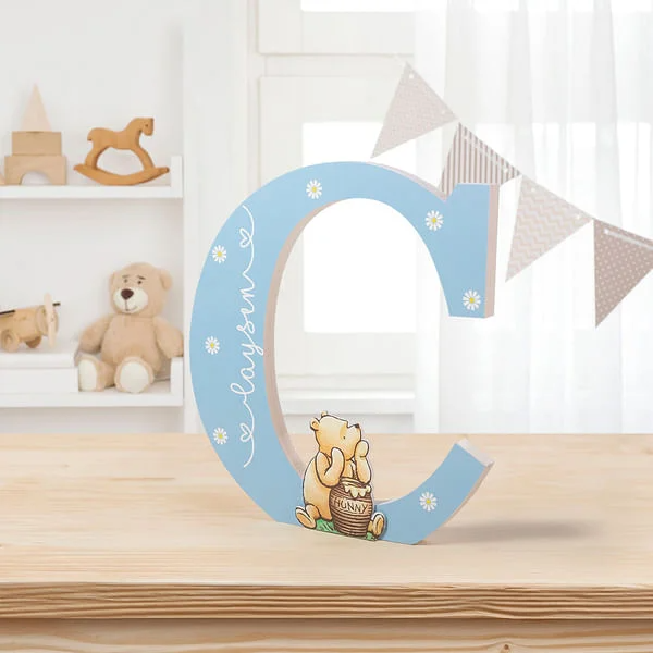 Personalised Classic Winnie the Pooh Letter Plaque with Name Nursery Decor Baby Shower Gift for Newborns