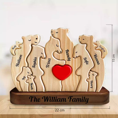 Personalized Wooden Bears Family, Bear Shaped Wood Puzzle with Custom Name- Gift for Mother's Day, Thanksgiving, Christmas