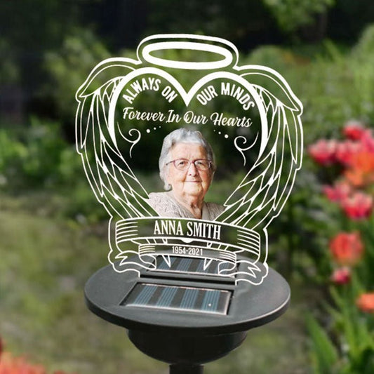 Family - Always On Our Minds Forever In Our Hearts - Personalized Solar Light Cemetery Decoration - The Next Custom Gift