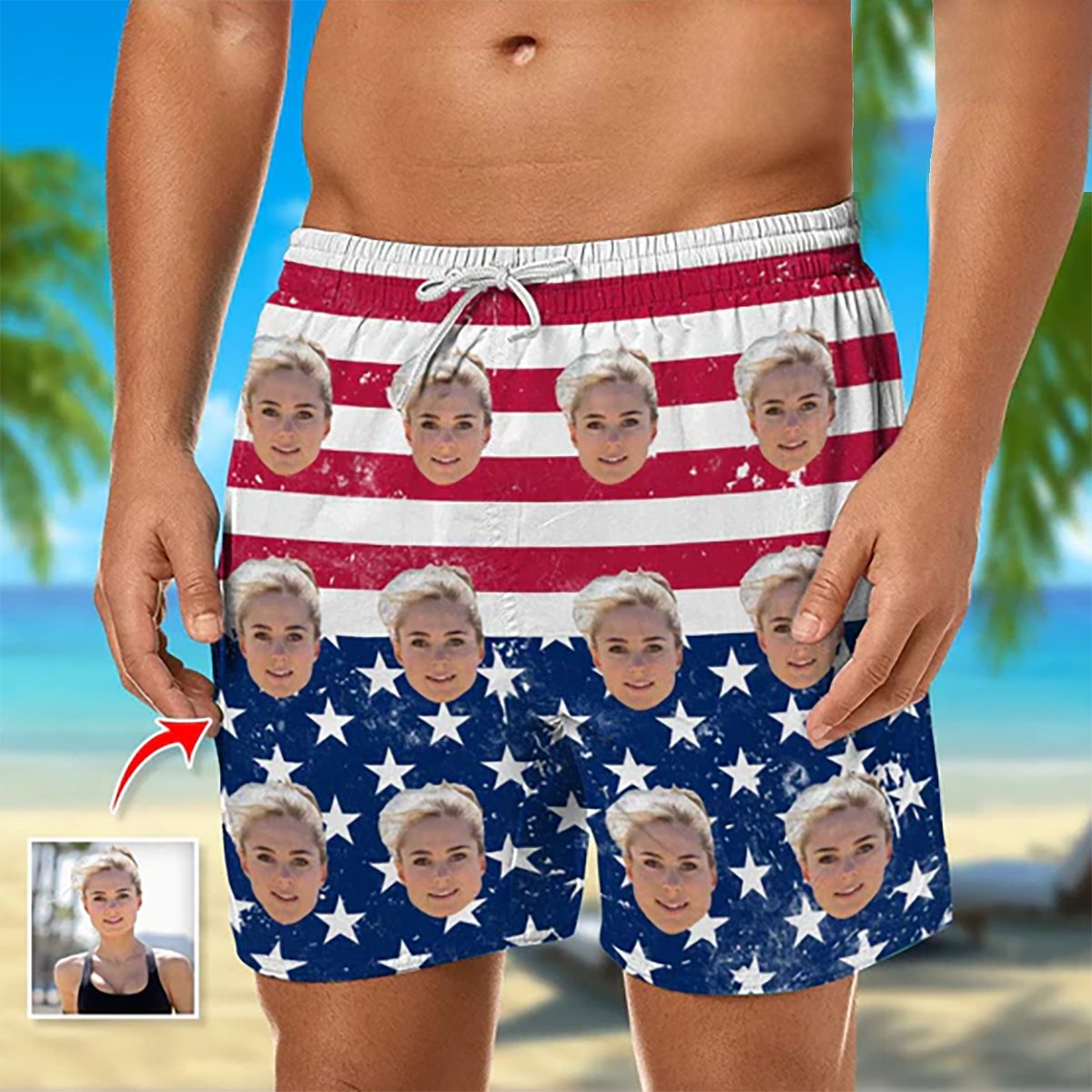 Family - America Flag - Personalized Beach Short - The Next Custom Gift