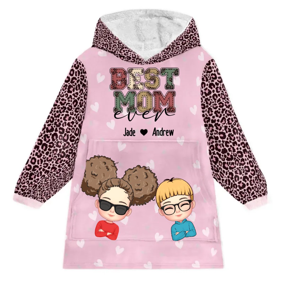 Family - Best Mom Ever - Personalized Oversized Blanket Hoodie - The Next Custom Gift