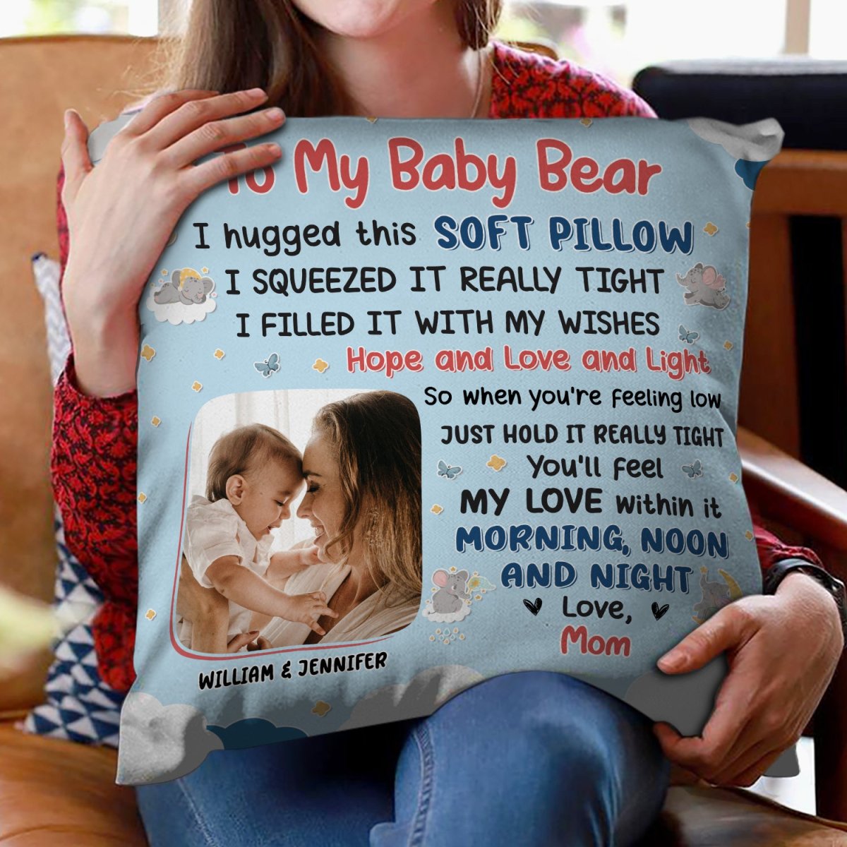 Family - Custom Photo Grandma Mother Hugged This Soft Pillow - Gift For Granddaughter, Grandson, Kids - Personalized Pillow - The Next Custom Gift