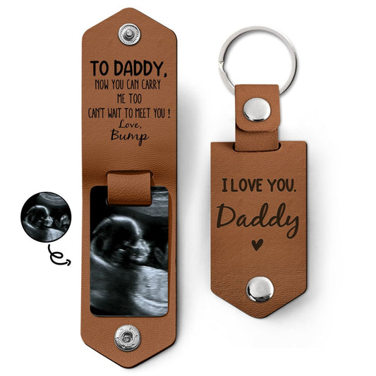 Family - Custom Photo Now You Can Carry Me Too - Personalized Leather Keychain (HJ) - The Next Custom Gift