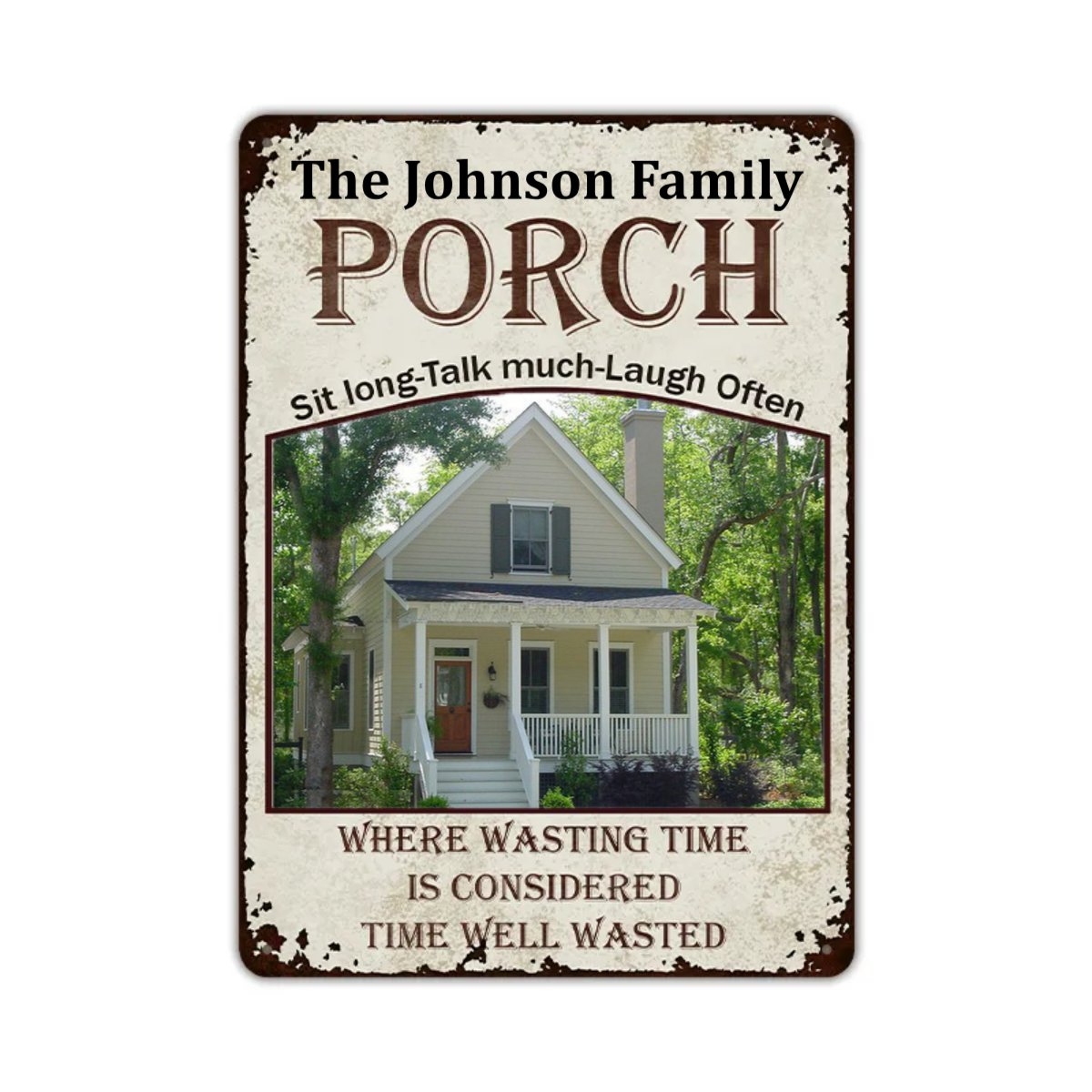 Family - Custom Photo Porch Time Well Wasted - Outdoor Decor For Couples, Family - Personalized Metal Signs - The Next Custom Gift