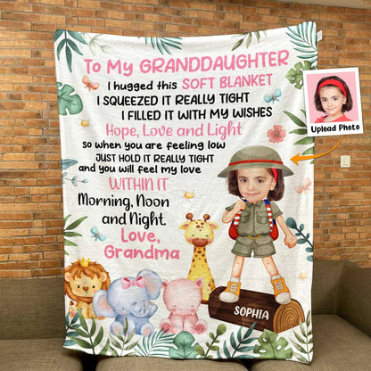 Family - Custom Photo Safari Animals Kids - Personalized Photo Blanket - The Next Custom Gift