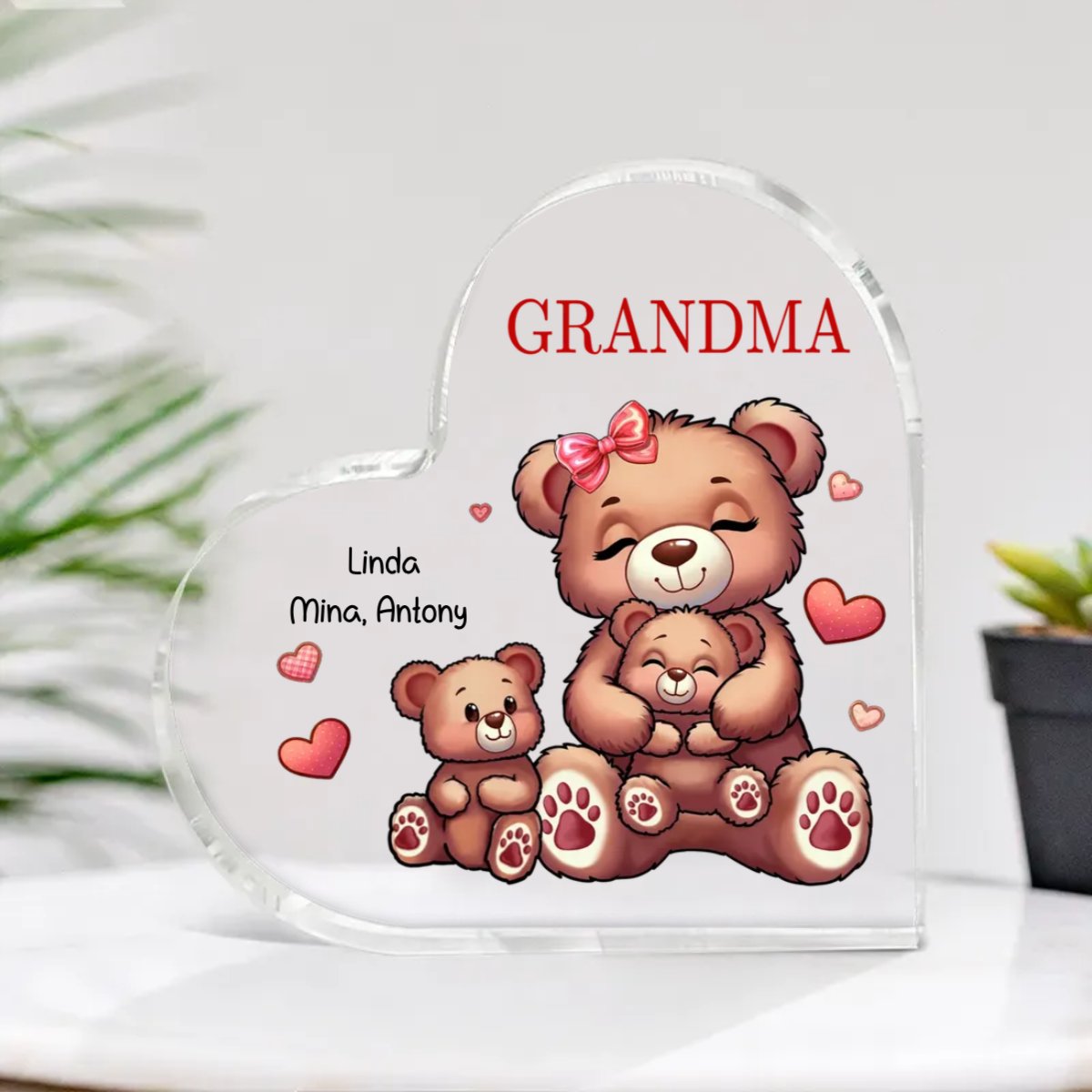 Family - Cute Grandma Mom Bears - Personalized Acrylic Plaque - The Next Custom Gift