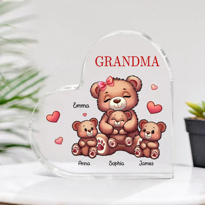 Family - Cute Grandma Mom Bears - Personalized Acrylic Plaque - The Next Custom Gift
