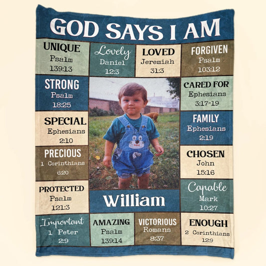 Family - God Says I Am - Personalized Photo Blanket (BU) - The Next Custom Gift