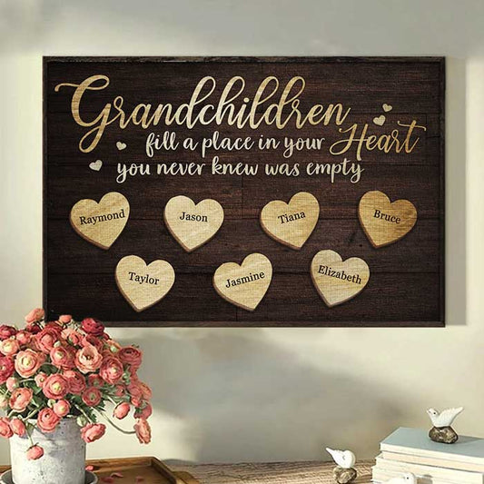 Family - Grandchildren Fill A Place In Your Heart - Personalized Canvas(NV) - The Next Custom Gift