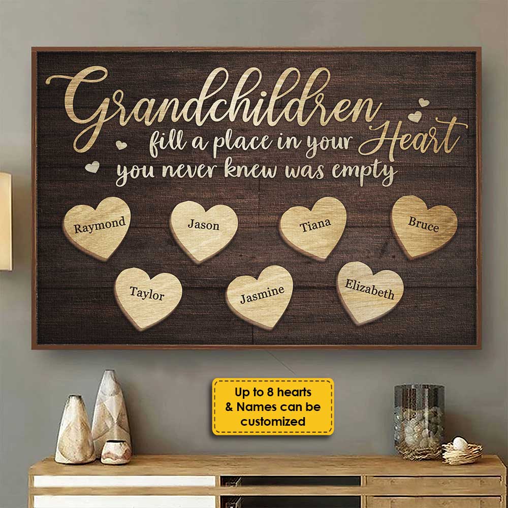 Family - Grandchildren Fill A Place In Your Heart - Personalized Canvas(NV) - The Next Custom Gift
