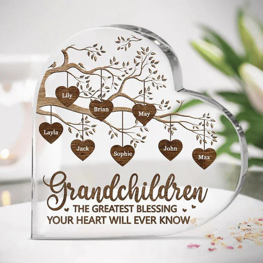 Family - Grandchildren The Greatest Blessing - Personalized Heart Shape Acrylic - Personalized Heart Shaped Acrylic (AQ) - The Next Custom Gift