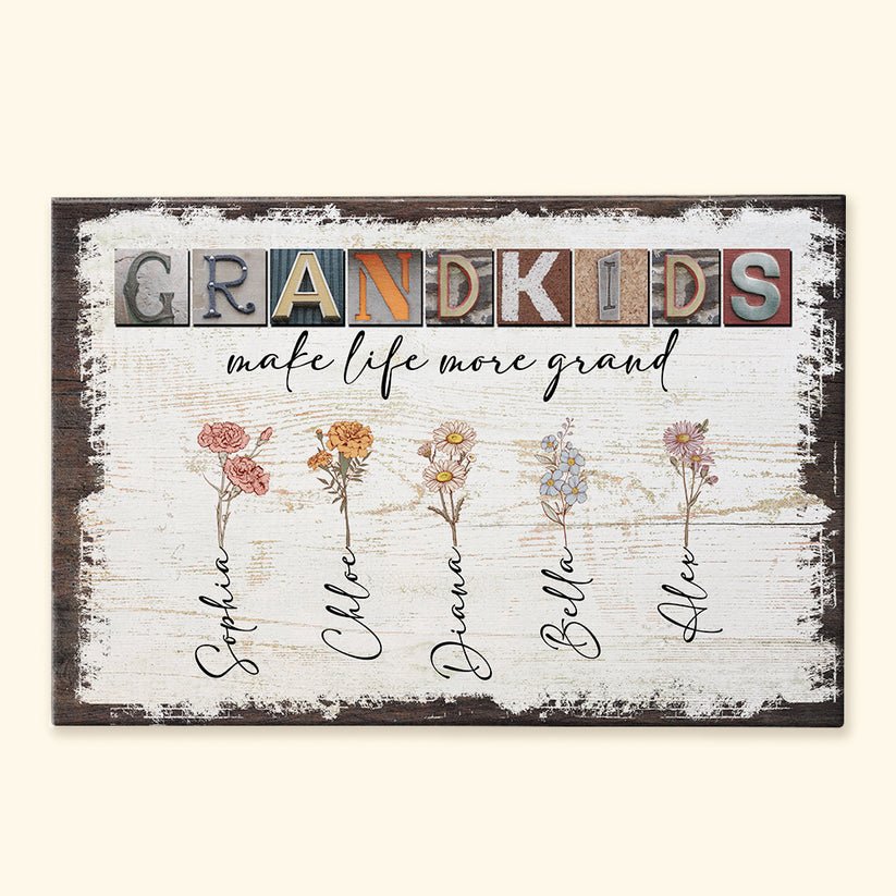 Family - Grandkids Make Life More Grand - Personalized Wrapped Canvas - The Next Custom Gift