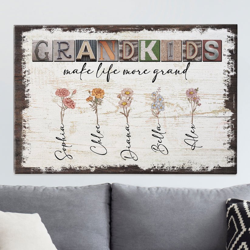 Family - Grandkids Make Life More Grand - Personalized Wrapped Canvas - The Next Custom Gift