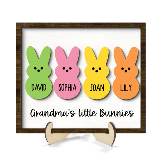 Family - Grandma Mom Little Bunnies - Personalized Wooden Plaque - The Next Custom Gift