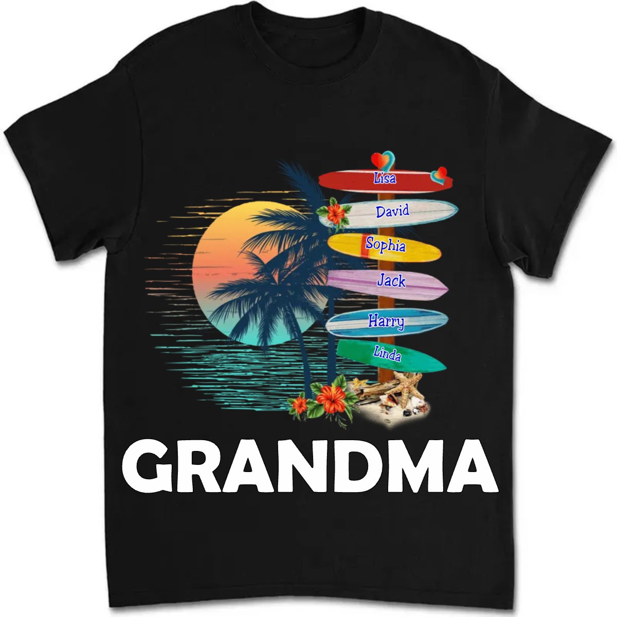Family - Grandma Surfboards Summer Vacation - Personalized T - Shirt (TL) - The Next Custom Gift