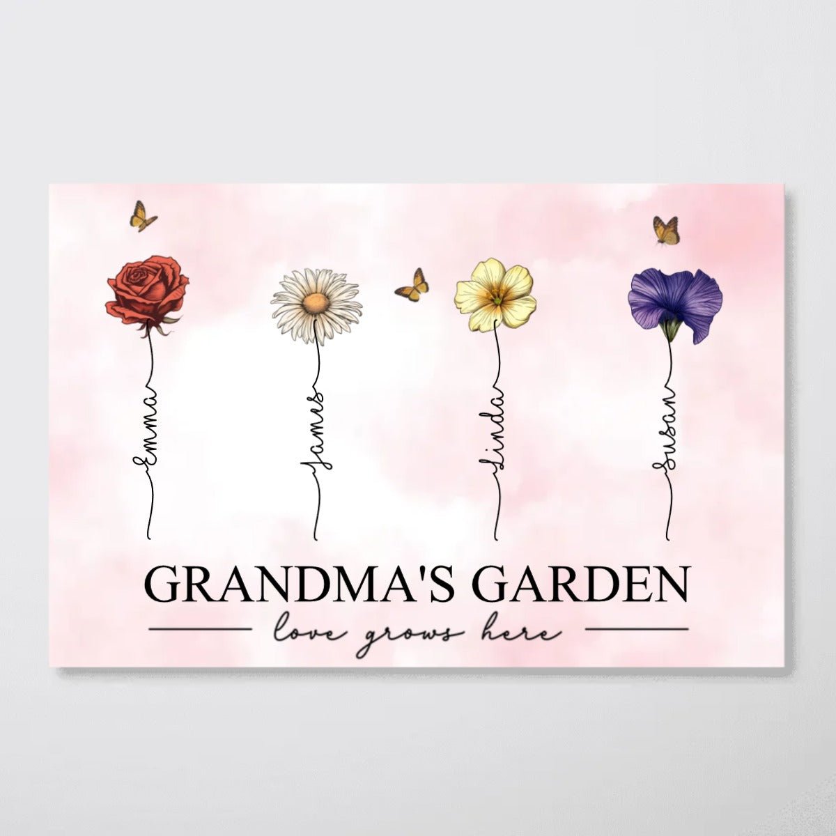 Family - Grandmaâ€˜s Garden Love Grows Here Beautiful Birth Month Flower - Personalized Poster - The Next Custom Gift