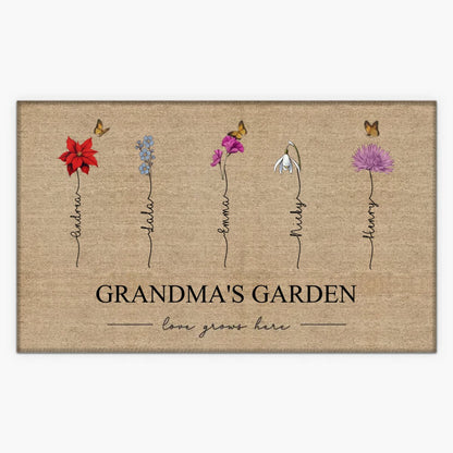 Family - Grandma's Garden Love Grows Here - Personalized Doormat - The Next Custom Gift