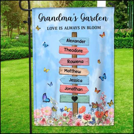Family - Grandma's Garden Love Is Always In Bloom - Personalized Flag - The Next Custom Gift