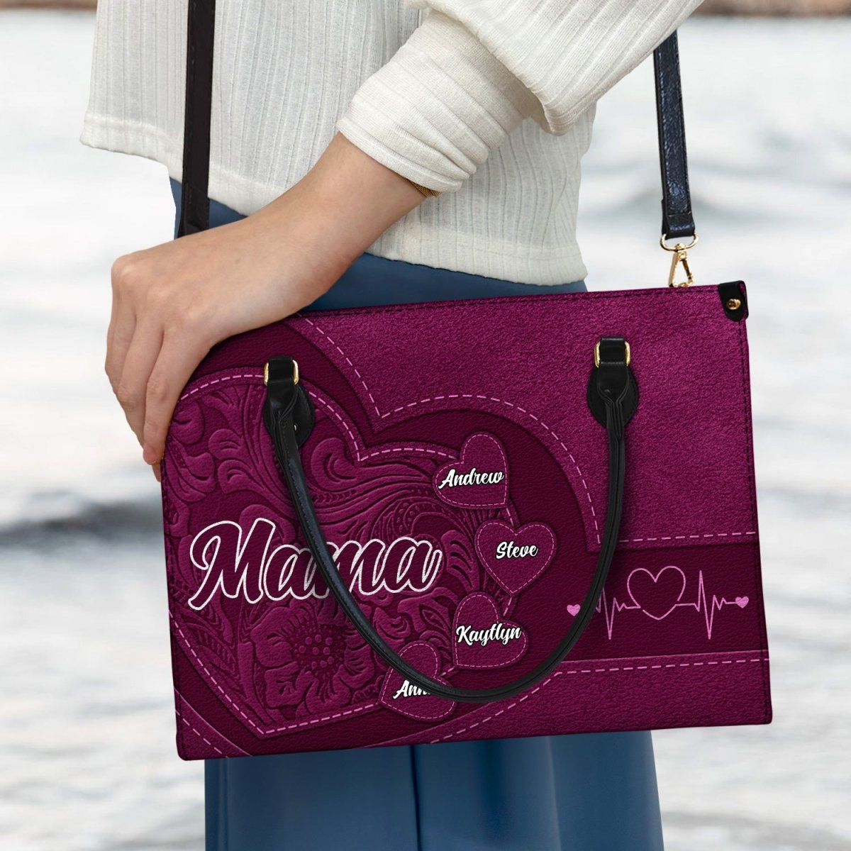 Family - Grandma's Little Sweethearts - Personalized Leather Bag (HJ) - The Next Custom Gift