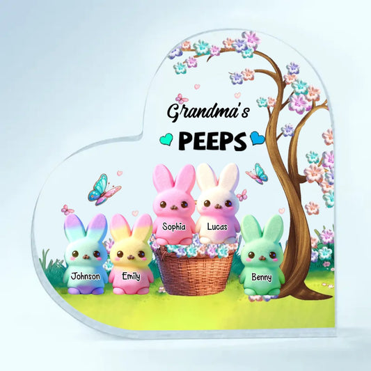 Family - Grandma's Peeps - Personalized Heart Acrylic Plaque - The Next Custom Gift
