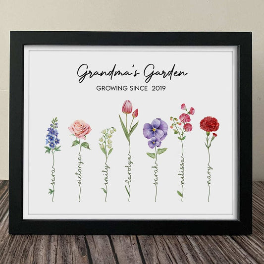Family - Happy Mother's Day Grandma's Garden Family - Personalized Picture Frame - The Next Custom Gift