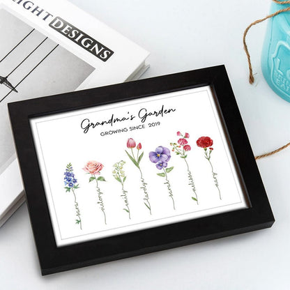 Family - Happy Mother's Day Grandma's Garden Family - Personalized Picture Frame - The Next Custom Gift