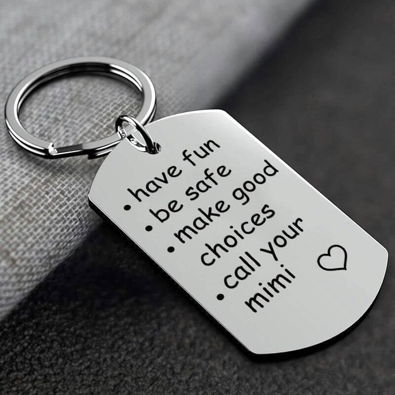 Family - Have Fun, Be Safe, Make Good Choices and Call Your Grandma - Personalized Stainless Steel Keychain - The Next Custom Gift