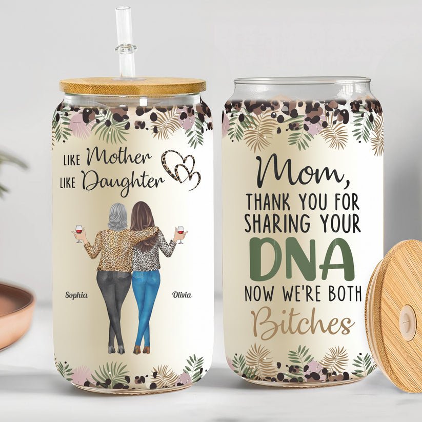 Family - Like Mother Like Daughters Mother's Day - Personalized Clear Glass Can - The Next Custom Gift
