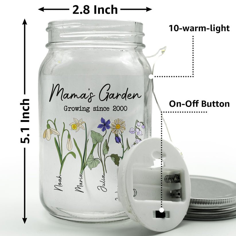 Family - Mama's Garden - Personalized Mason Jar Light - The Next Custom Gift