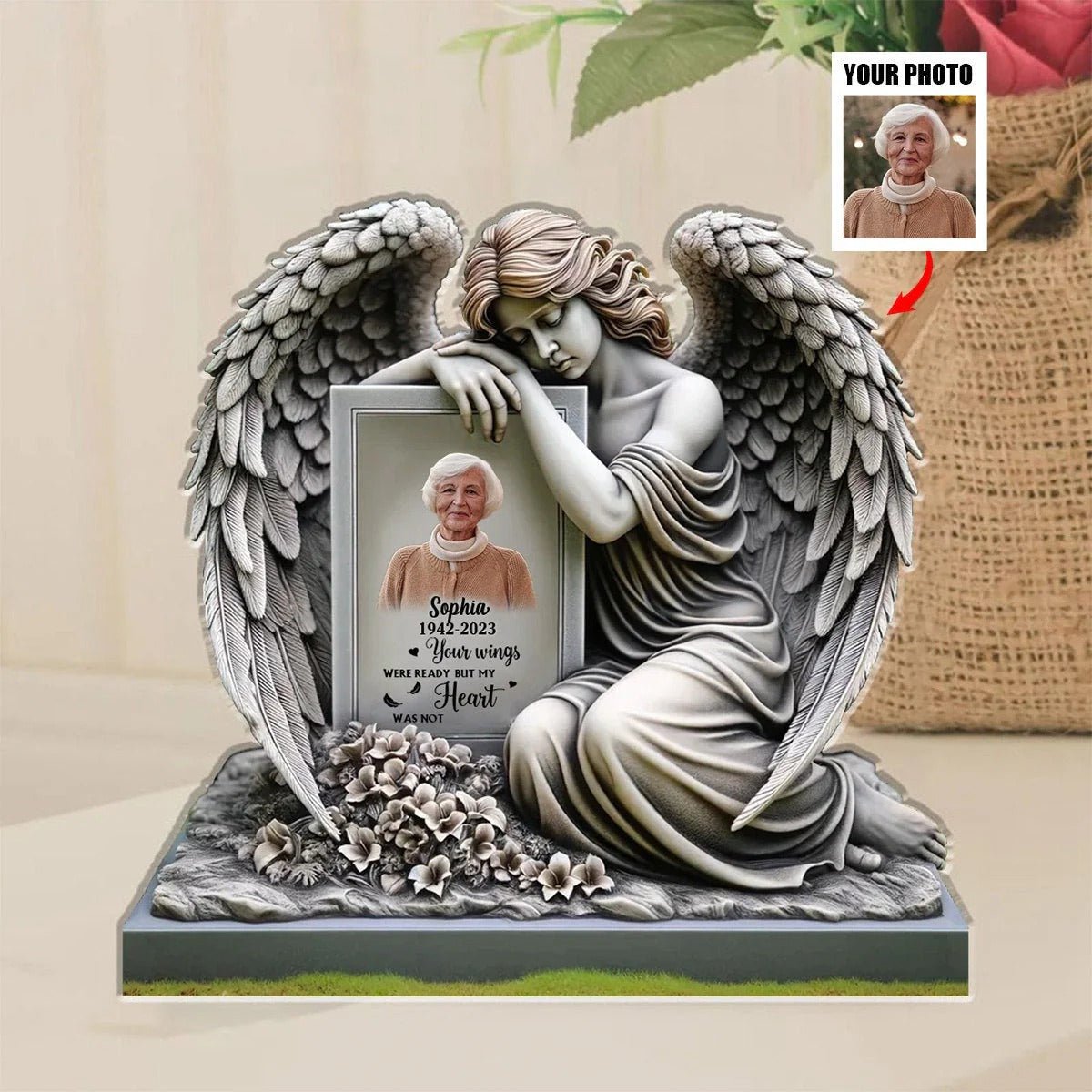 Family - Memorial Angel - Personalized Acrylic Plaque - The Next Custom Gift