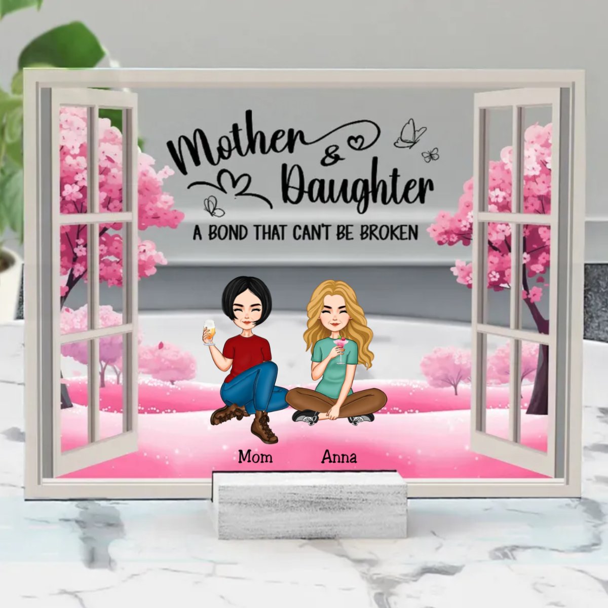 Family - Mom And Daughters A Bond That Can't Be Broken - Personalized Acrylic Plaque - The Next Custom Gift