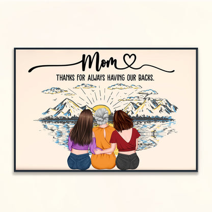 Family - Mom, Thanks For Always Having Our Backs - Personalized Poster - The Next Custom Gift