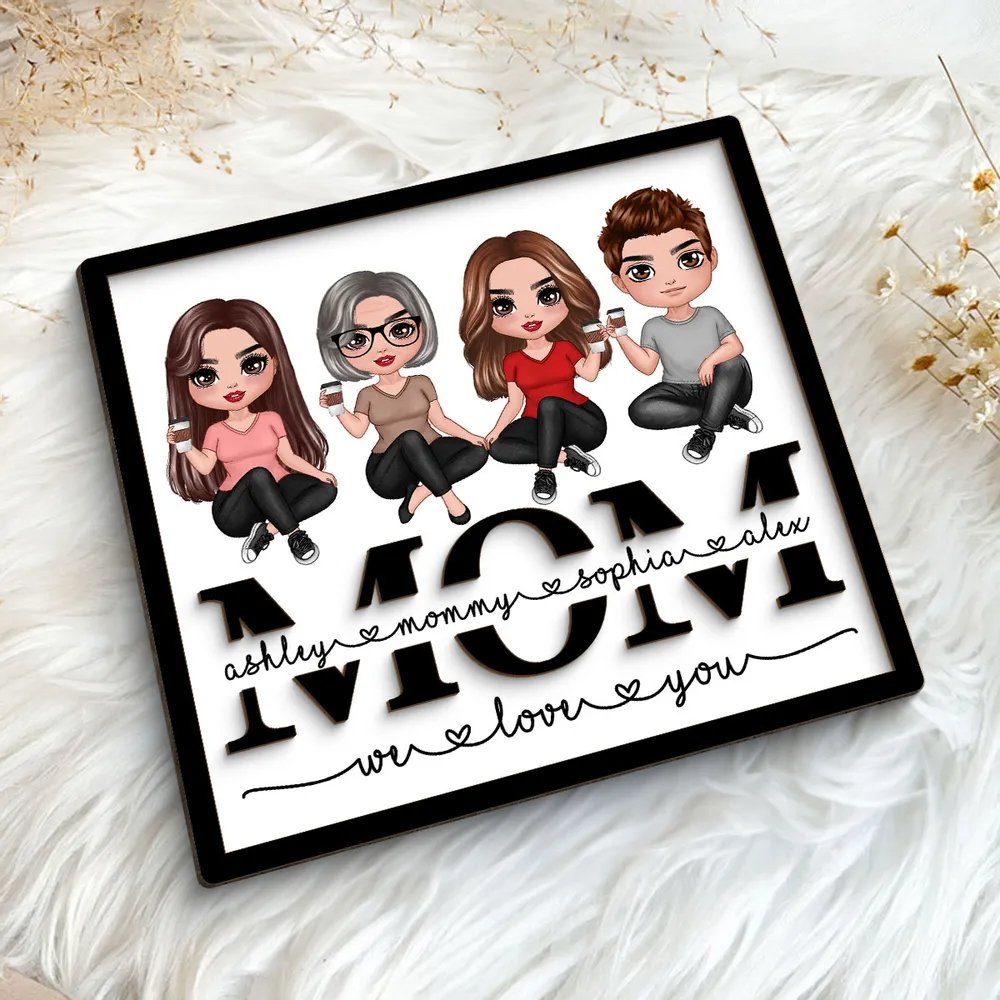 Family - Mom We Love You - Personalized Wooden Plaque - The Next Custom Gift