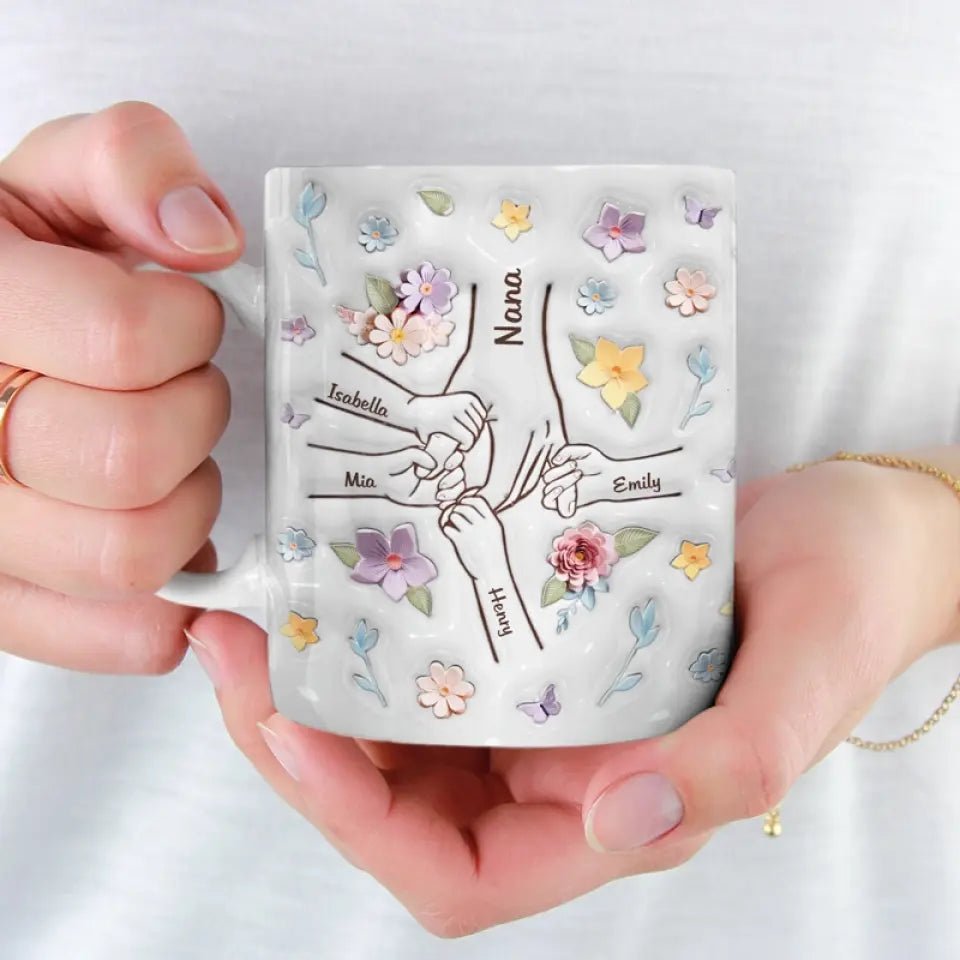 Family - Mom, You Hold My Hand, Also My Heart - Personalized Mug - The Next Custom Gift