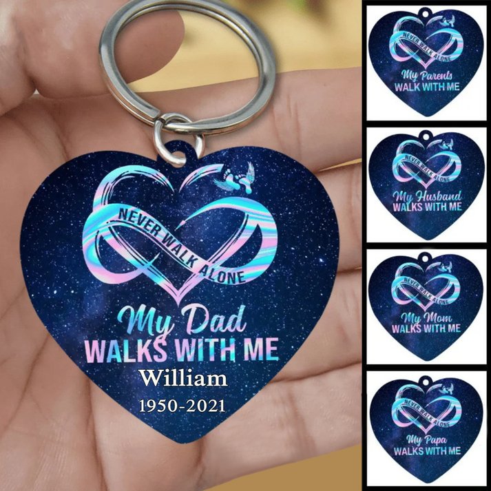 Family - Never Walk Alone Heart Memorial Keychain - Personalized Acrylic Keychain - The Next Custom Gift